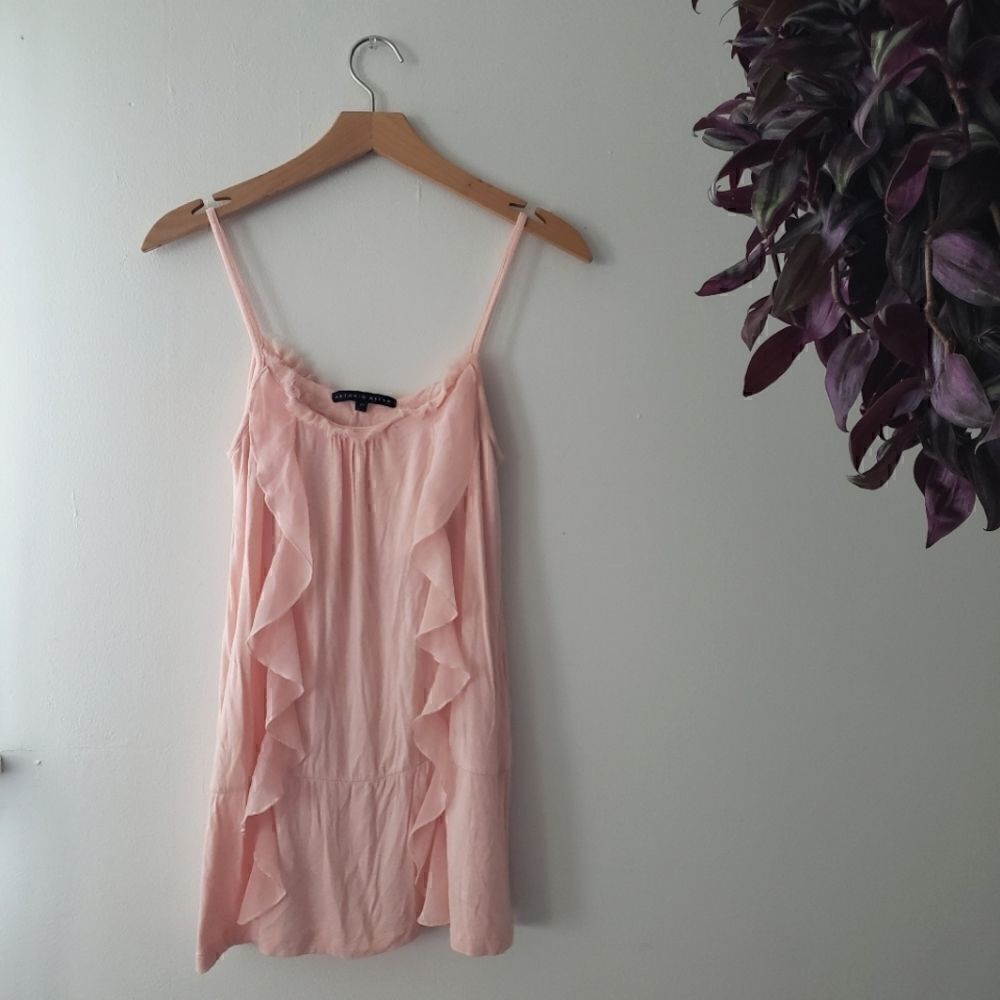 Antonio Melani Pink Sleeveless Ruffle Top Chiffon Detail